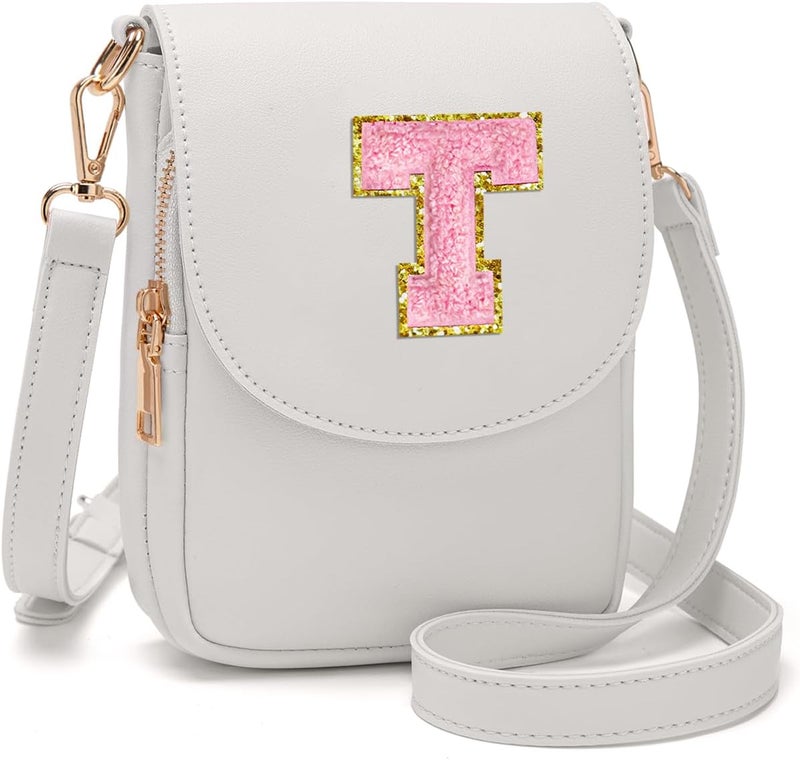 Viverte Crossbody Purse for Teen Girls Small Initial Cell Phone Toddler Purse Leather Triple Compartment Crossbody Bags - Image 1